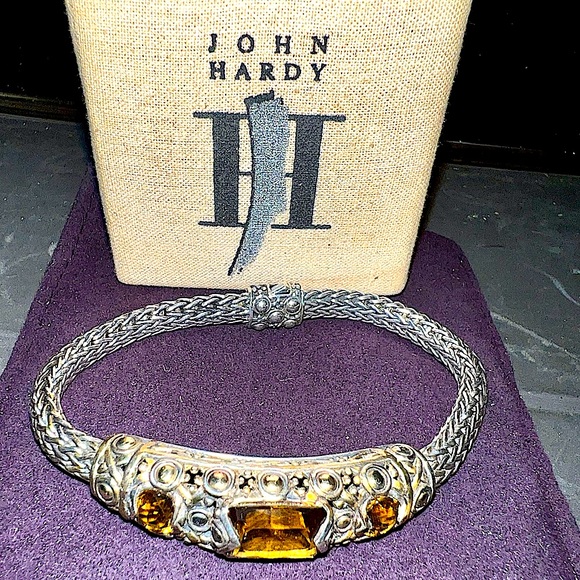 John Hardy 925 Silver Classic Chain Bracelet 3 Citrine & 18k Gold Accents 6.5mm - Picture 3 of 8